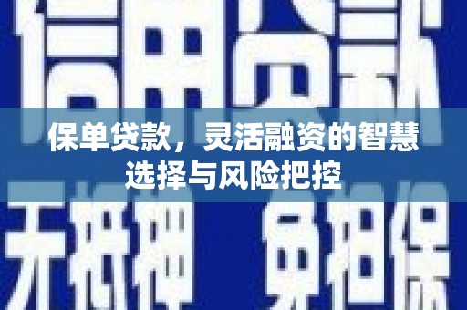 茂县保单贷款，灵活融资的智慧选择与风险把控