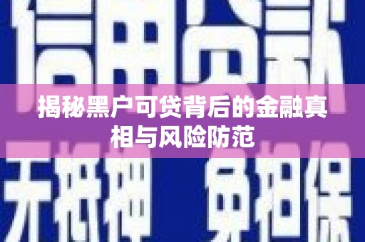 茂县揭秘黑户可贷背后的金融真相与风险防范