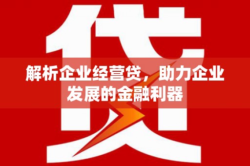 茂县解析企业经营贷，助力企业发展的金融利器