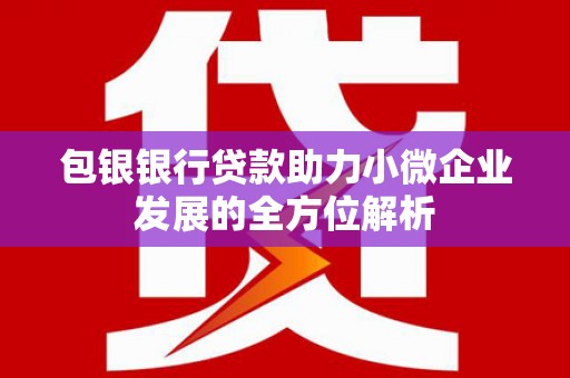 茂县包银银行贷款助力小微企业发展的全方位解析